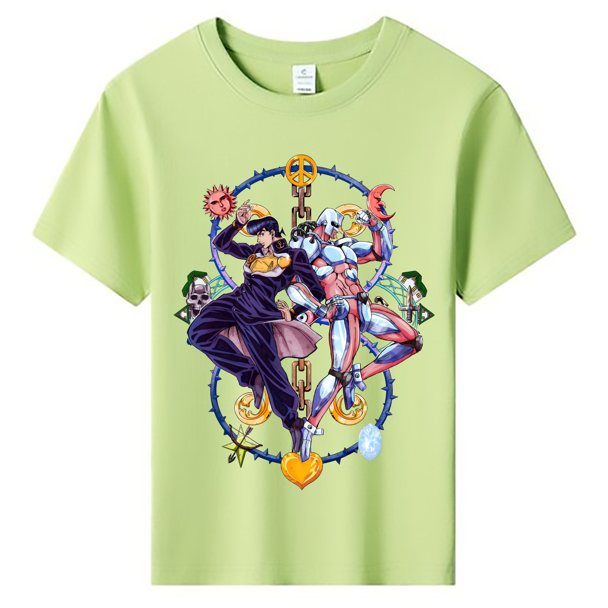 （画像用） ジョジョの奇妙な冒険 ひがしかた じょうすけ JoJo's Bizarre Adventure Higashikata Josuke 綿100％キッズTシャツ（フロントプリント）